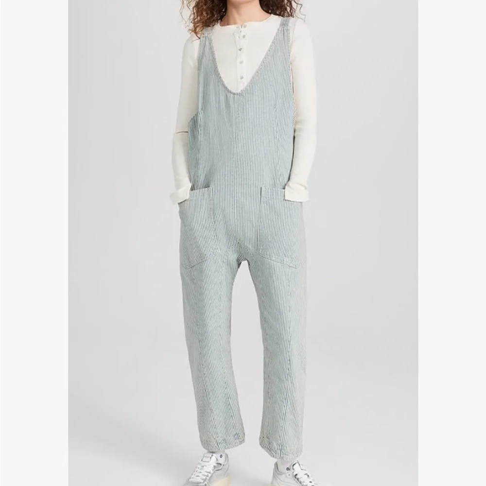 Women’s We The Free High Roller Light denim Stripe Jumpsuit - Picture 2 of 9